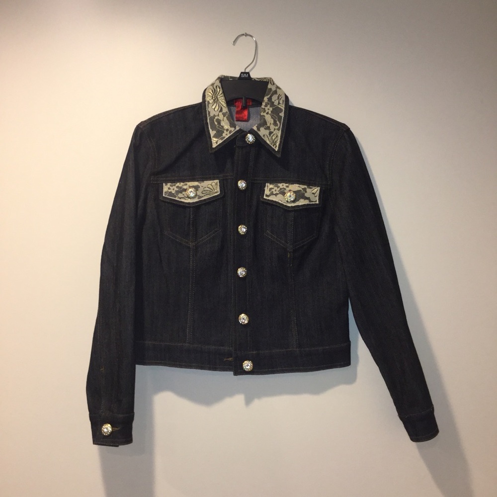 NWOT Denim and Lace Detailed Jacket